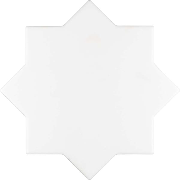 Apollo Tile Siena 5.35 in. x 5.35 in. Matte White Ceramic Star-Shaped Wall and Floor Tile 5.37 sqft/case, 27PK - MOR88WHTSTRA