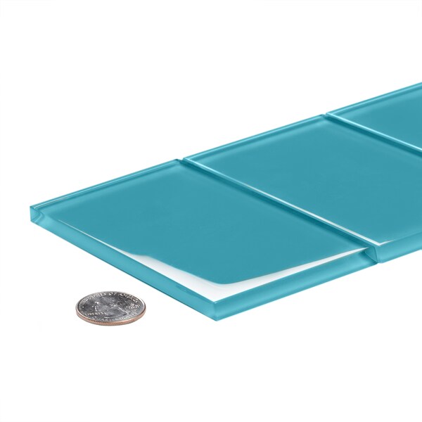 Apollo Tile Sample of 3X6 Aquamarine Glossy Subway Glass Tile 5 Sq.Ft. - APLA9904136EC106 SAMPLE