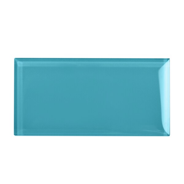 Apollo Tile Sample of 3X6 Aquamarine Glossy Subway Glass Tile 5 Sq.Ft. - APLA9904136EC106 SAMPLE