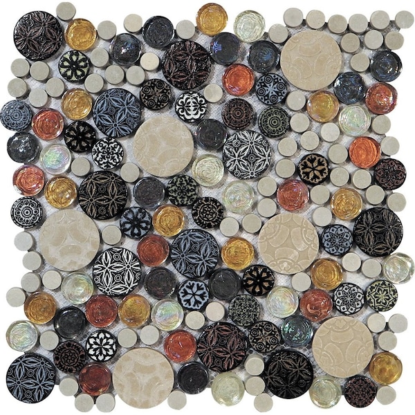 Apollo Tile Multicolor 12 in x 12 in Glass, Resin Glossy Floor and Wall Mosaic Tile 5 sqft/case, 5PK - APLMOK88005A