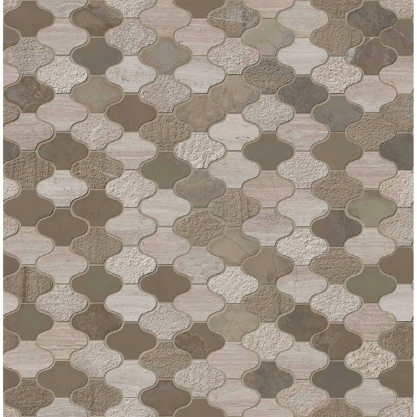 Msi Arctic Storm Arabesque 12.6 In. X 12 In. X 10 Mm Multi Finish Marble Mesh-Mounted Mosaic Tile, 10PK - ZOR-MD-0472