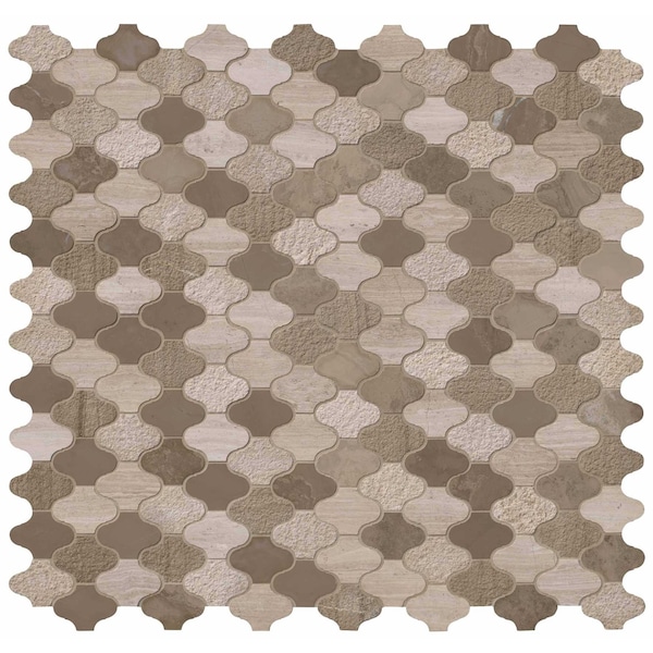 Msi Arctic Storm Arabesque 12.6 In. X 12 In. X 10 Mm Multi Finish Marble Mesh-Mounted Mosaic Tile, 10PK - ZOR-MD-0472