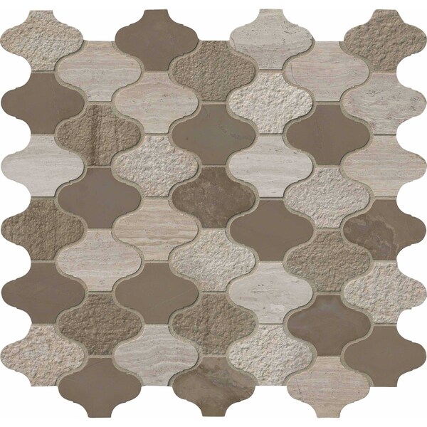 Msi Arctic Storm Arabesque 12.6 In. X 12 In. X 10 Mm Multi Finish Marble Mesh-Mounted Mosaic Tile, 10PK - ZOR-MD-0472