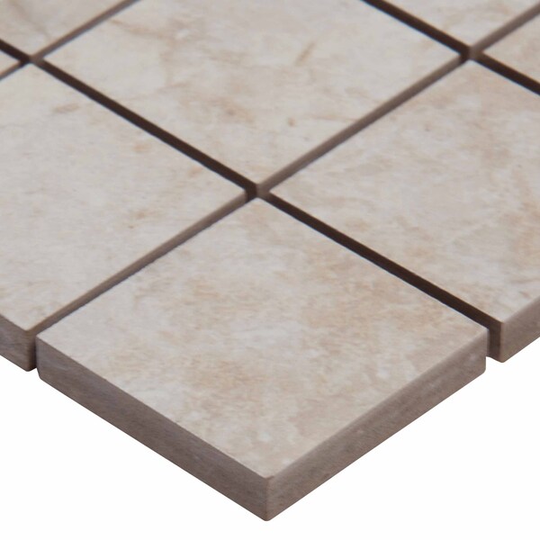 Msi Ansello Ivory 12 In. X 12 In. X 9Mm Matte Ceramic Mesh-Mounted Mosaic Tile, 8PK - ZOR-PT-0504
