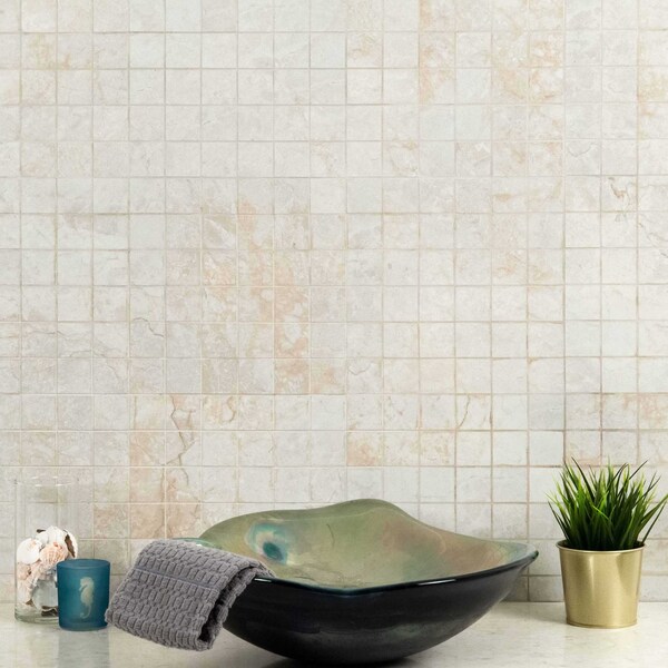 Msi Ansello Ivory 12 In. X 12 In. X 9Mm Matte Ceramic Mesh-Mounted Mosaic Tile, 8PK - ZOR-PT-0504