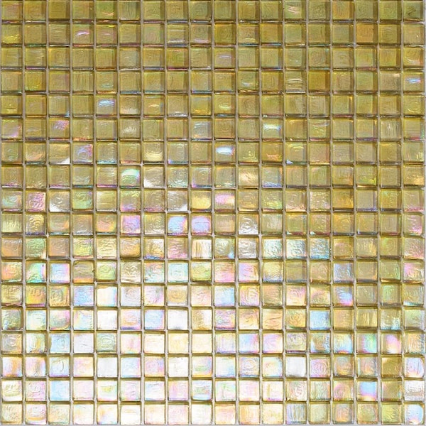 Apollo Tile Skosh 11.6inx11.6in Glossy Light Shimmer Beige Glass Mosaic Wall and Floor Tile 18.69 sqft/cs, 20PK - APLNB88BG329A