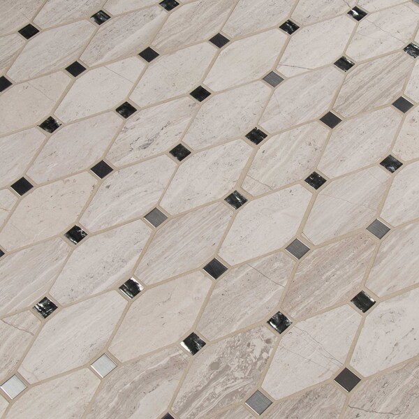 Msi Bayview Elongated Octagon 12 In. X 12 In. X 10 Mm Glass Metal Mesh-Mounted Mosaic Tile, 10PK - ZOR-MD-0461