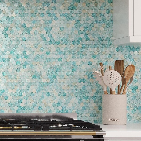 Apollo Tile Verre 11.7 in. x 11.8 in. Matte Blue Glass Mosaic Wall and Floor Tile 9.6 sq ft/case - 10 pack - SEA88HX04AQA