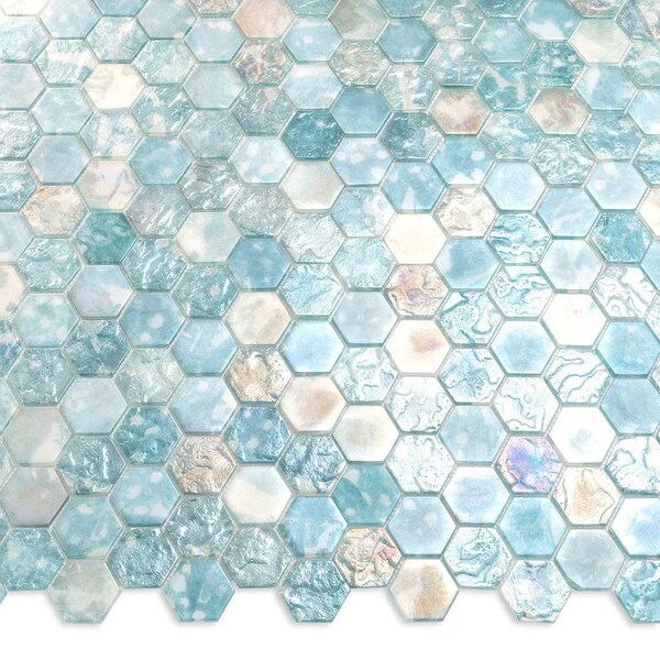 Apollo Tile Verre 11.7 in. x 11.8 in. Matte Blue Glass Mosaic Wall and Floor Tile 9.6 sq ft/case - 10 pack - SEA88HX04AQA