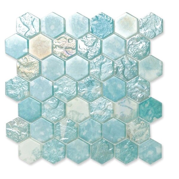 Apollo Tile Verre 11.7 in. x 11.8 in. Matte Blue Glass Mosaic Wall and Floor Tile 9.6 sq ft/case - 10 pack - SEA88HX04AQA