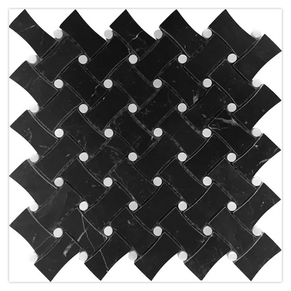 Apollo Tile Noir Luxe 11x11 in. Honed Eastern Black, White Wall and Floor Tile 4.2 sq ft/case, 5PK - APLTX88B29HA