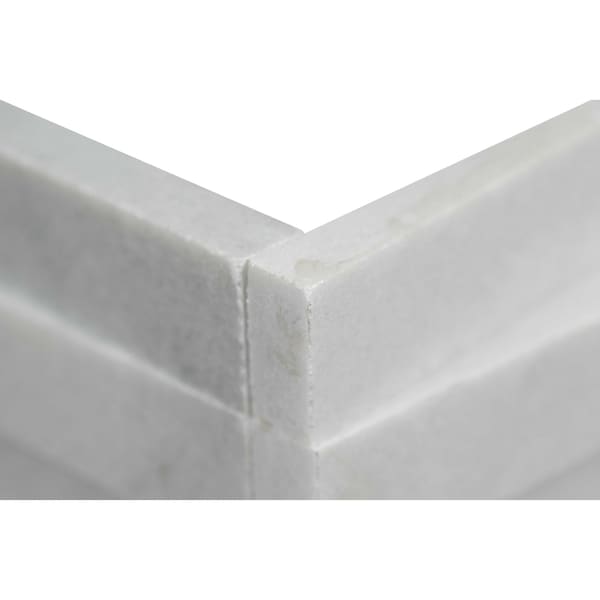 Msi Cosmic Gray "L" Corner 3D Wave Ledger Panel "6X18" Honed Marble Wall Tile, 4PK - ZOR-PNL-0027