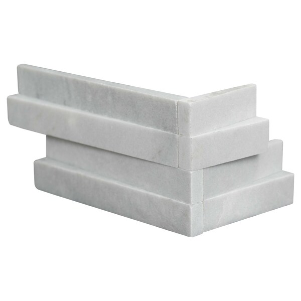 Msi Cosmic Gray "L" Corner 3D Wave Ledger Panel "6X18" Honed Marble Wall Tile, 4PK - ZOR-PNL-0027
