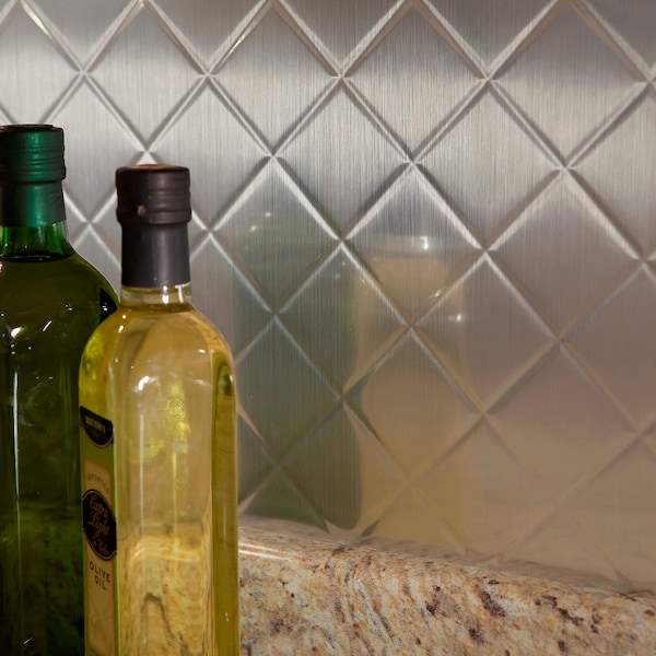 Fasade Fasade 18in x 24in Quilted Brushed Aluminum Backsplash Panel 5pk - PB5408