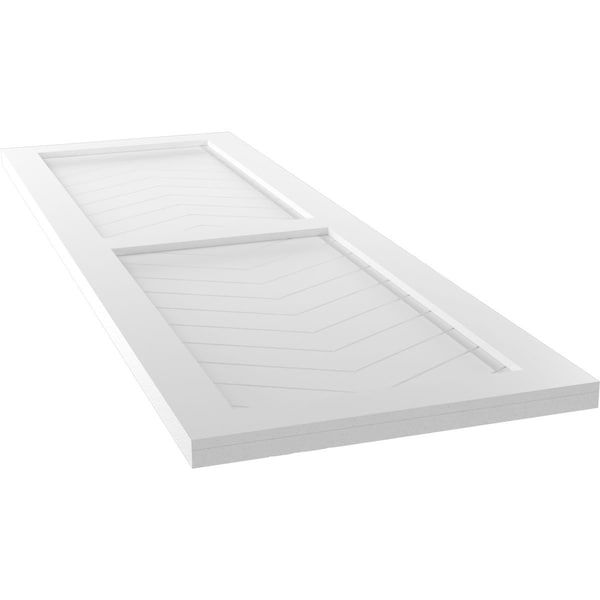 Ekena Millwork True Fit PVC Two Panel Chevron Modern Style Fixed Mount Shutters, White, 15W x 63H, PR - TFP101CV15X063WH