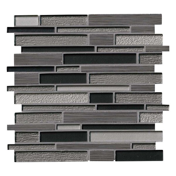 Msi Metro Gris Interlocking 12 In. X 12 In. X 8Mm Glass Stone Mesh-Mounted Mosaic Tile, 10PK - ZOR-MD-0501