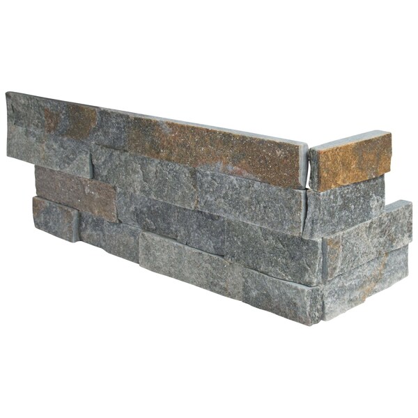 Msi Amber Falls Splitface Ledger Corner 6 In. X 18 In. Natural Quartzite Wall Tile, 6PK - ZOR-PNL-0046