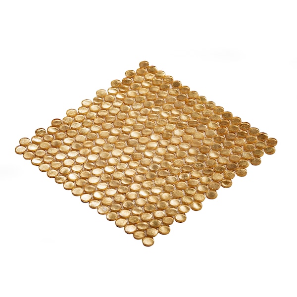 Apollo Tile Sample of Sun Reflection 12.2"x12.2" Penny Round Glass Mosaic Tile - APLAPN9905EC04 SAMPLE