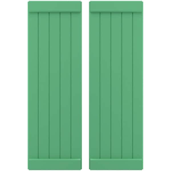 Ekena Millwork Americraft 5-Board Exterior Wood Joined Board-n-Batten Shutters w/ End Batten, ARW103BB518X77LPH, PR - ARW103BB518X77LPH