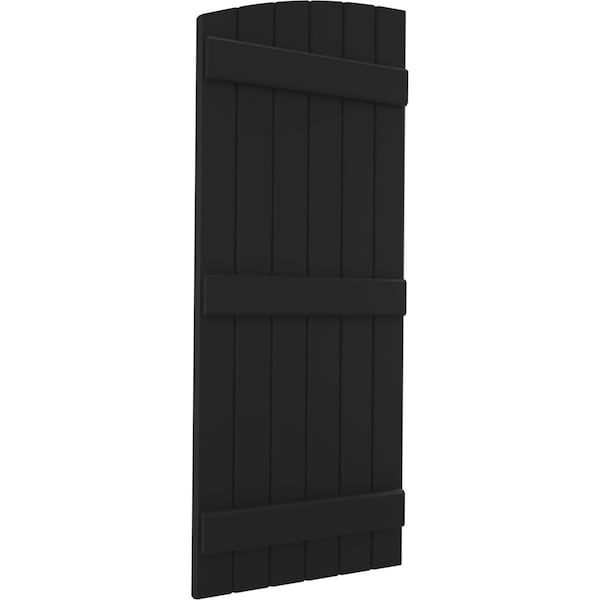 Ekena Millwork Americraft 6-Board (3 Batten) Wood Joined Board-n-Batten Shutters w/Ellipt Top, ARW401BE621X66BLH, PR - ARW401BE621X66BLH