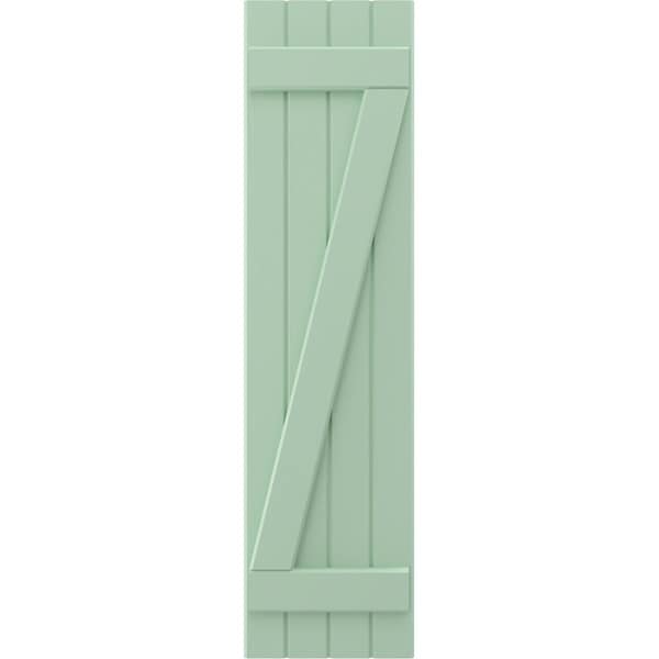 Ekena Millwork Americraft 4-Board (2 Batten) Wood Joined Board-n-Batten Shutters w/ Z-Bar, ARW102BB414X70SGH, PR - ARW102BB414X70SGH