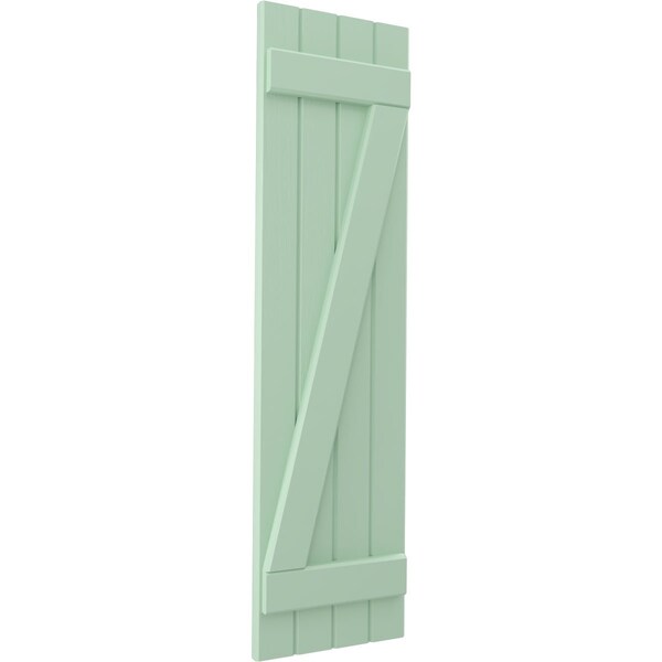 Ekena Millwork Americraft 4-Board (2 Batten) Wood Joined Board-n-Batten Shutters w/ Z-Bar, ARW102BB414X70SGH, PR - ARW102BB414X70SGH