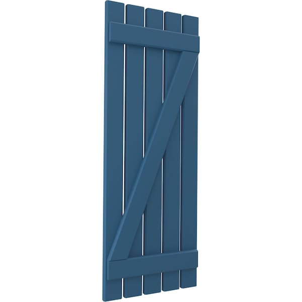 Ekena Millwork Americraft 5-Board (2 Batten) Wood Spaced Board-n-Batten Shutters w/ Z-Bar, ARW102SB519X38HBH, PR - ARW102SB519X38HBH