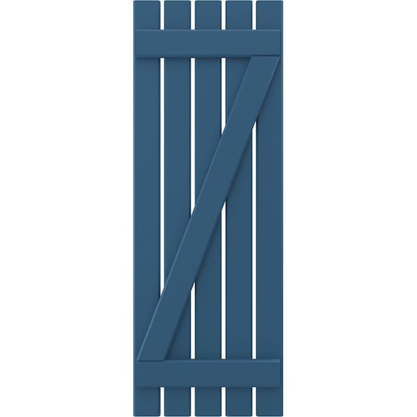 Ekena Millwork Americraft 5-Board (2 Batten) Wood Spaced Board-n-Batten Shutters w/ Z-Bar, ARW102SB519X38HBH, PR - ARW102SB519X38HBH