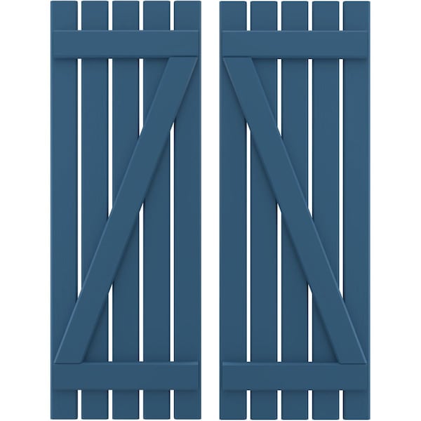 Ekena Millwork Americraft 5-Board (2 Batten) Wood Spaced Board-n-Batten Shutters w/ Z-Bar, ARW102SB519X38HBH, PR - ARW102SB519X38HBH