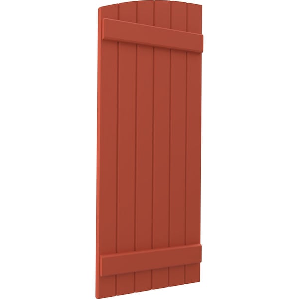 Ekena Millwork Americraft 6-Board (2 Batten) Wood Joined Board-n-Batten Shutters w/Ellipt Top, ARW101BE621X56CLH, PR - ARW101BE621X56CLH