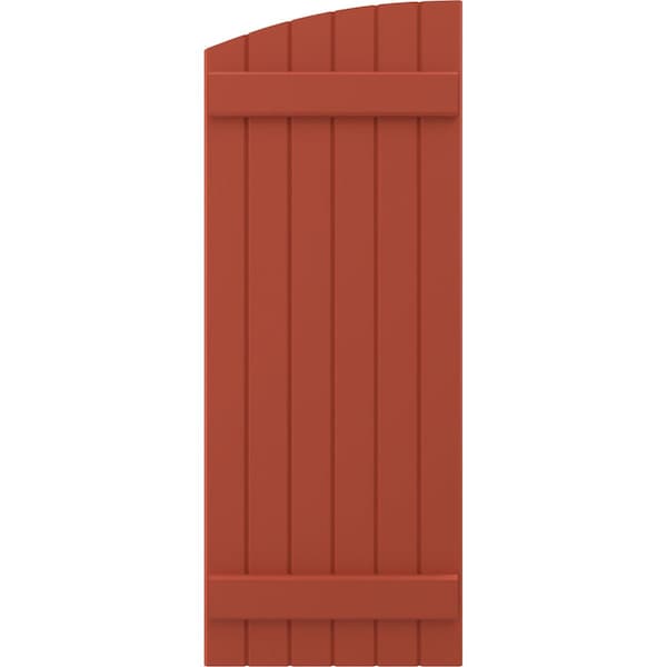 Ekena Millwork Americraft 6-Board (2 Batten) Wood Joined Board-n-Batten Shutters w/Ellipt Top, ARW101BE621X56CLH, PR - ARW101BE621X56CLH