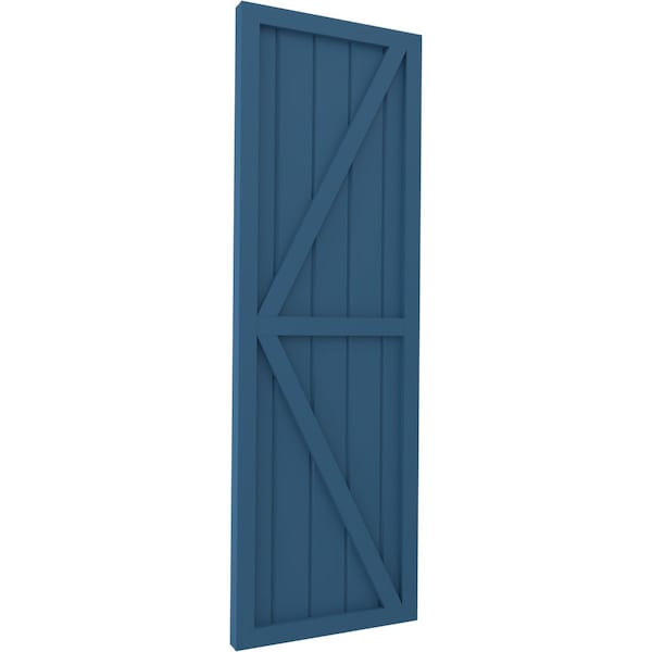 Ekena Millwork Americraft 5-Board Wood 2 Equal Panel Frmd Board-n-Batten Shutters w/Dubl Z-Bar, ARW102BF518X36HBH, PR - ARW102BF518X36HBH