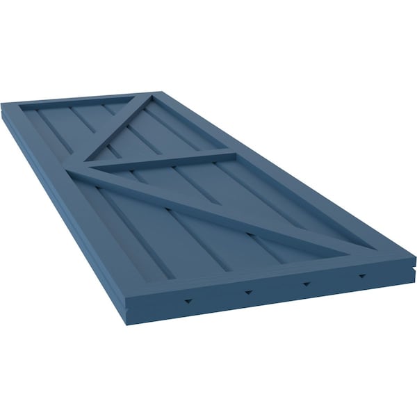 Ekena Millwork Americraft 5-Board Wood 2 Equal Panel Frmd Board-n-Batten Shutters w/Dubl Z-Bar, ARW102BF518X36HBH, PR - ARW102BF518X36HBH