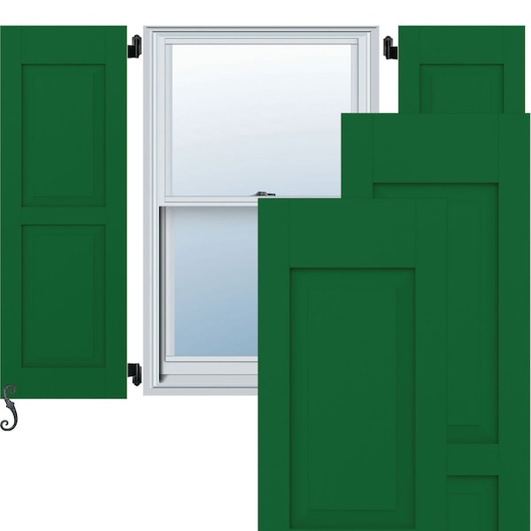 Ekena Millwork Americraft 2 Equal Raised Panel Exterior Real Wood Shutters, RW101RP15X45HGH, PR - RW101RP15X45HGH