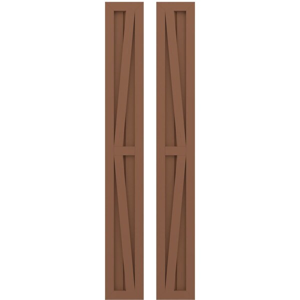 Ekena Millwork Americraft 2-Board Wood 2 Equal Panel Frmd Board-n-Batten Shutters w/Dubl Z-Bar, ARW102BF207X73BTH, PR - ARW102BF207X73BTH