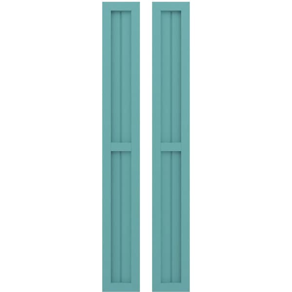 Ekena Millwork Americraft 2-Board Exterior Wood 2 Equal Panel Framed Board-n-Batten Shutters, ARW101BF207X57PTH, PR - ARW101BF207X57PTH