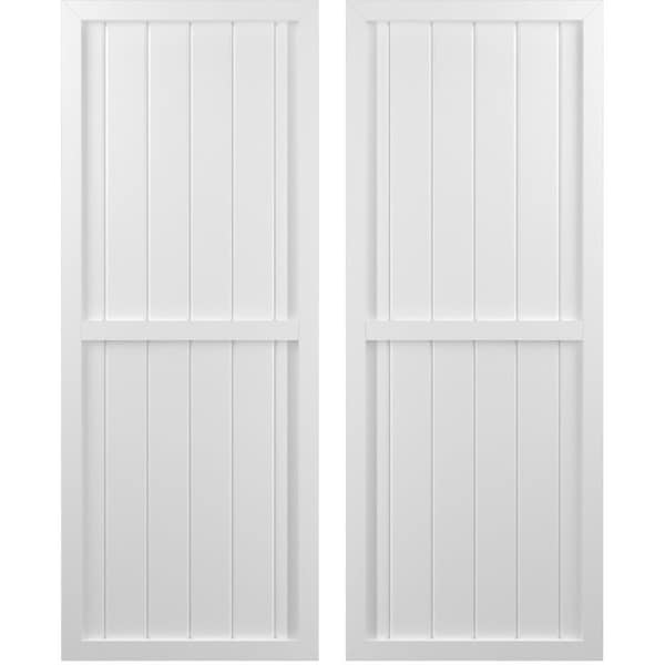 Ekena Millwork Americraft 6-Board Exterior Wood 2 Equal Panel Framed Board-n-Batten Shutters, ARW101BF621X41WHH, PR - ARW101BF621X41WHH