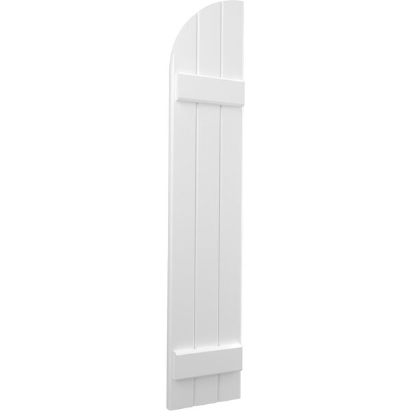 Ekena Millwork Americraft 3-Board (2 Batten) Wood Joined Board-n-Batten Shutters w/ Arch Top, ARW101BQ311X33WHH, PR - ARW101BQ311X33WHH