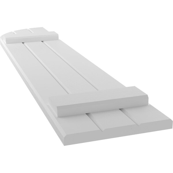 Ekena Millwork Americraft 3-Board (2 Batten) Wood Joined Board-n-Batten Shutters w/ Arch Top, ARW101BQ311X33WHH, PR - ARW101BQ311X33WHH