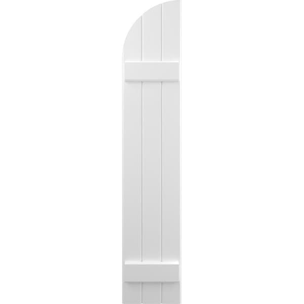 Ekena Millwork Americraft 3-Board (2 Batten) Wood Joined Board-n-Batten Shutters w/ Arch Top, ARW101BQ311X33WHH, PR - ARW101BQ311X33WHH