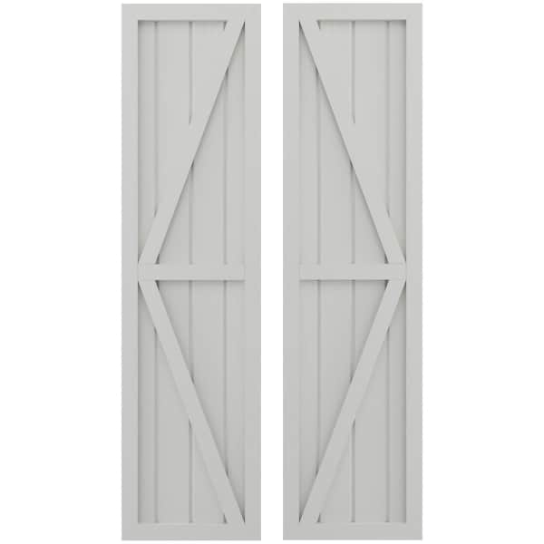 Ekena Millwork Americraft 4-Board Wood 2 Equal Panel Frmd Board-n-Batten Shutters w/Dubl Z-Bar, ARW102BF414X54STH, PR - ARW102BF414X54STH