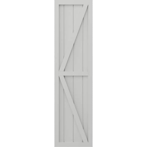 Ekena Millwork Americraft 4-Board Wood 2 Equal Panel Frmd Board-n-Batten Shutters w/Dubl Z-Bar, ARW102BF414X54STH, PR - ARW102BF414X54STH