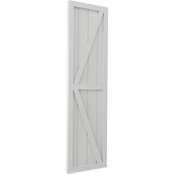 Ekena Millwork Americraft 4-Board Wood 2 Equal Panel Frmd Board-n-Batten Shutters w/Dubl Z-Bar, ARW102BF414X54STH, PR - ARW102BF414X54STH