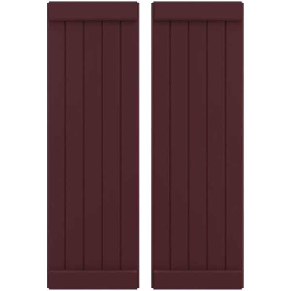 Ekena Millwork Americraft 5-Board Exterior Wood Joined Board-n-Batten Shutters w/ End Batten, ARW103BB518X38WRH, PR - ARW103BB518X38WRH