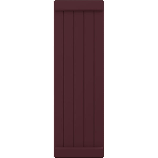 Ekena Millwork Americraft 5-Board Exterior Wood Joined Board-n-Batten Shutters w/ End Batten, ARW103BB518X38WRH, PR - ARW103BB518X38WRH
