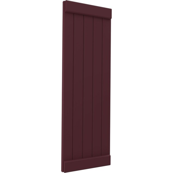 Ekena Millwork Americraft 5-Board Exterior Wood Joined Board-n-Batten Shutters w/ End Batten, ARW103BB518X38WRH, PR - ARW103BB518X38WRH