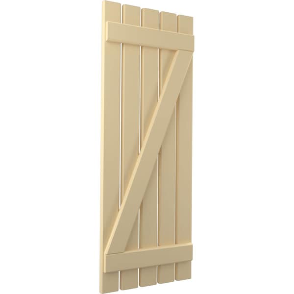 Ekena Millwork Americraft 5-Board (2 Batten) Wood Spaced Board-n-Batten Shutters w/ Z-Bar, ARW102SB519X42NTH, PR - ARW102SB519X42NTH