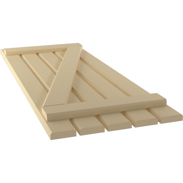 Ekena Millwork Americraft 5-Board (2 Batten) Wood Spaced Board-n-Batten Shutters w/ Z-Bar, ARW102SB519X42NTH, PR - ARW102SB519X42NTH