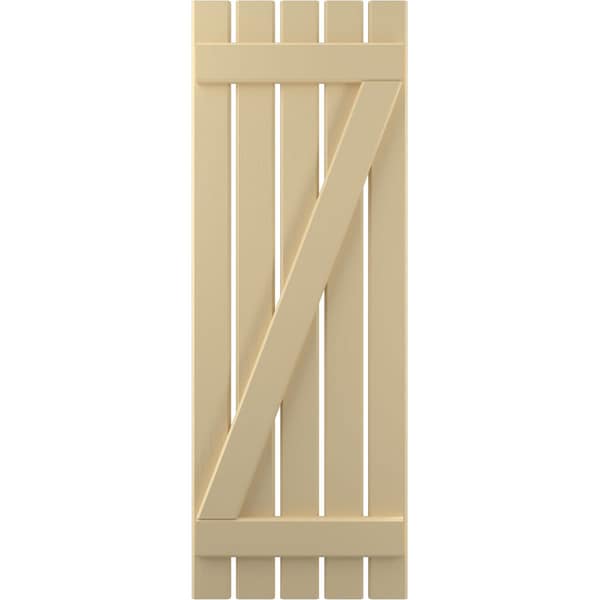 Ekena Millwork Americraft 5-Board (2 Batten) Wood Spaced Board-n-Batten Shutters w/ Z-Bar, ARW102SB519X42NTH, PR - ARW102SB519X42NTH