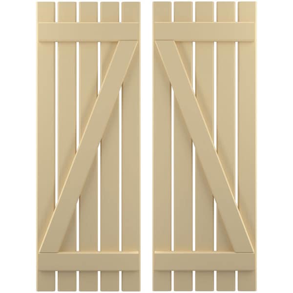 Ekena Millwork Americraft 5-Board (2 Batten) Wood Spaced Board-n-Batten Shutters w/ Z-Bar, ARW102SB519X42NTH, PR - ARW102SB519X42NTH